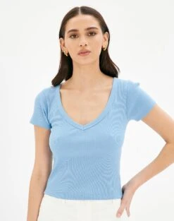 Supersoft Thin Strap Bodysuit -Style Fashion Fit voop tee monday blues front ts74894ocot