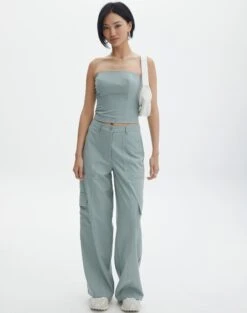Mid Rise Straight Leg Cotton Cargo Pant -Style Fashion Fit waverly wide leg pant its a big dill front pw55427gry 1
