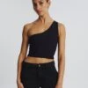 One Shoulder Ribbed Tank 1 One Shoulder Ribbed Tank -Style Fashion Fit wirius one shoulder black front kv44069rib