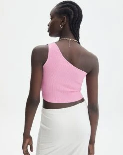 One Shoulder Ribbed Tank -Style Fashion Fit wirius one shoulder smell the roses back kv44069rib