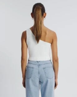 One Shoulder Ribbed Tank -Style Fashion Fit wirius one shoulder white back kv44069rib