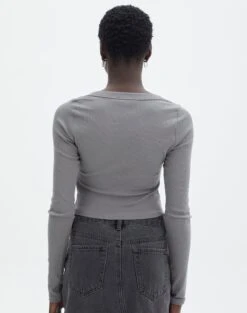 Cotton Scoop Neck Long Sleeve Top -Style Fashion Fit wylie wide rib scoop gunsmoke back tl53892prib