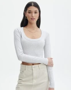 Embroidered Crew Neck Jumper -Style Fashion Fit wylie wide rib scoop snow marle front tl53892prib 4