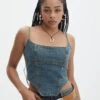 Ringspun Denim Zip Back Corset -Style Fashion Fit yolanda denim corset ethal ringspun front bv126939spu 4