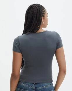 Zip Detailed Crop Tee -Style Fashion Fit zala zip top shadow dancer back ts107400vis