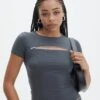 Zip Detailed Crop Tee -Style Fashion Fit zala zip top shadow dancer front ts107400vis